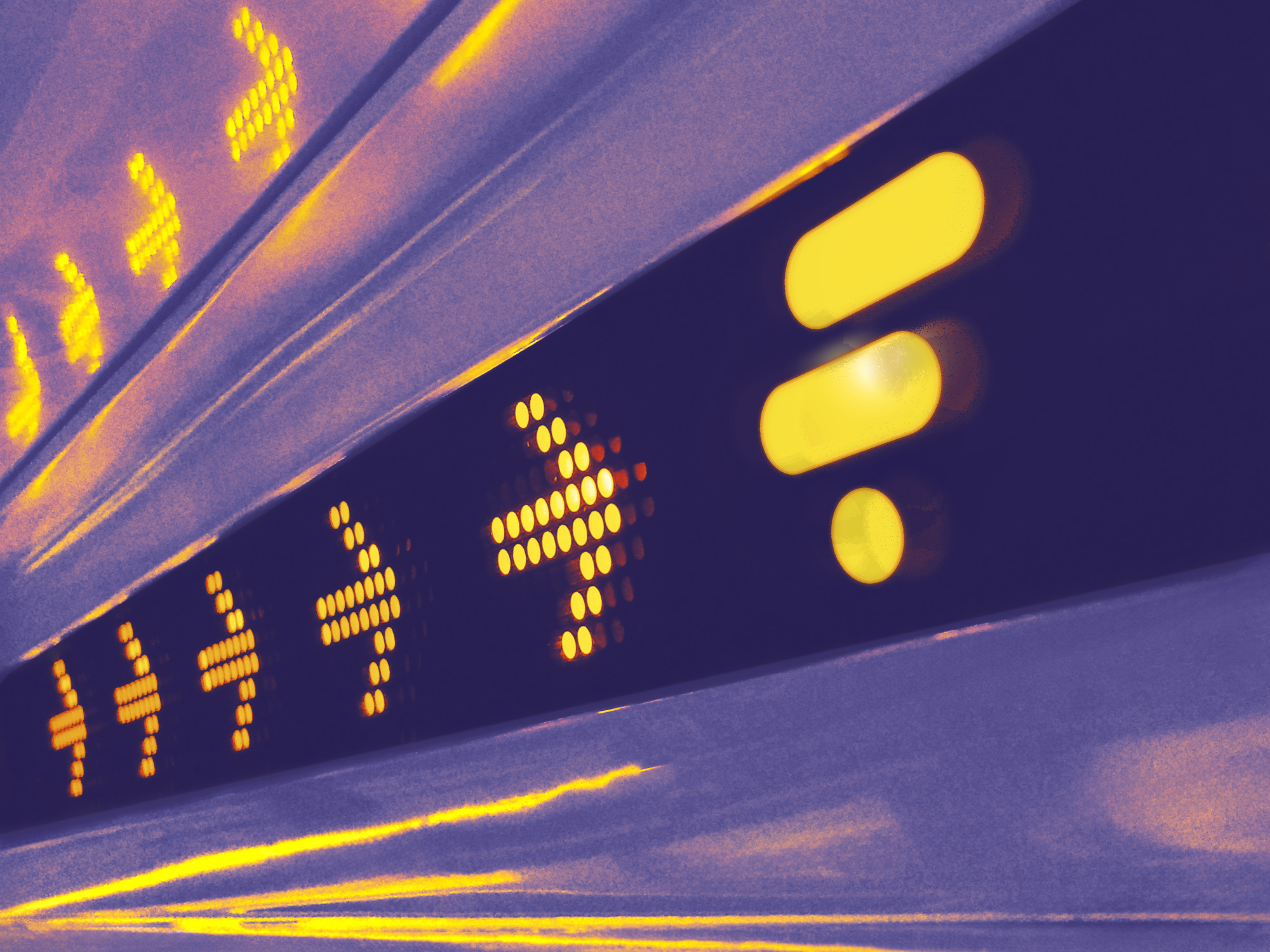 The image shows a digital timeline in the form of arrows, which ends with our logo and reflects our history. 